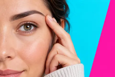 Blepharoplasty (eyelid surgery) guide — close-up of the eye and eyebrow