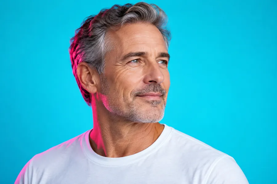 Canthoplasty vs canthopexy: adult male portrait showing natural eye and face proportions
